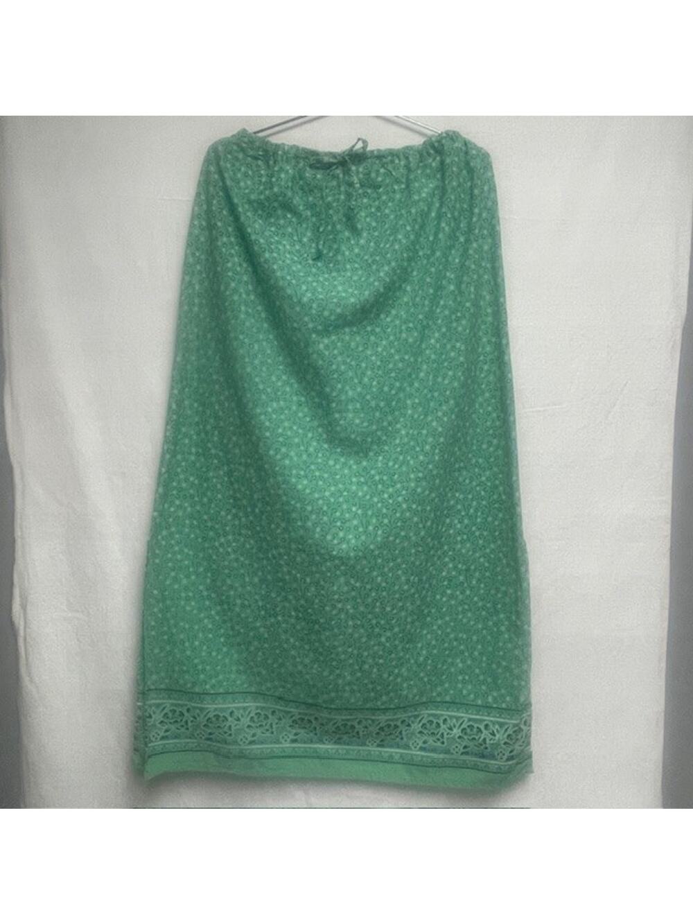 Vintage Silver Stream Front Tie Women's Boho Floral Maxi Skirt - One Size